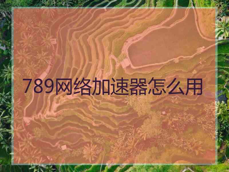 789网络加速器怎么用 789网络加速器怎么用
